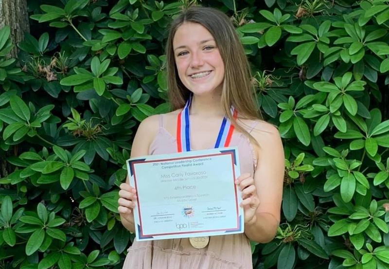 Mariner BPA President Carly Favoroso won first place in Delaware and fourth place nationally in the extemporaneous speech category.